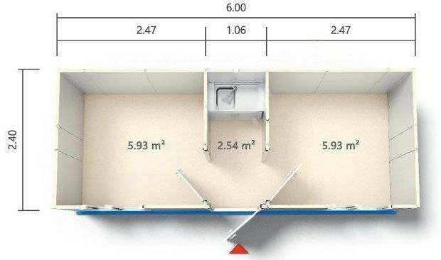 Půdorys kontejneru KC2