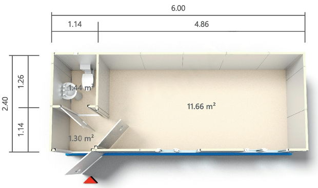 Půdorys kontejneru KD2