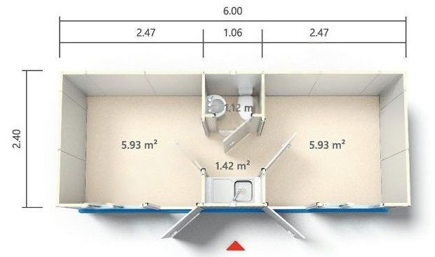 Půdorys kontejneru KE1