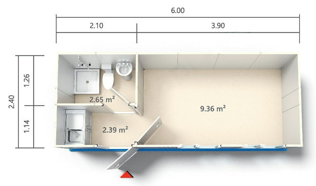 Půdorys kontejneru KE2