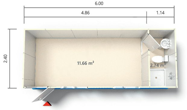 Půdorys kontejneru KF2